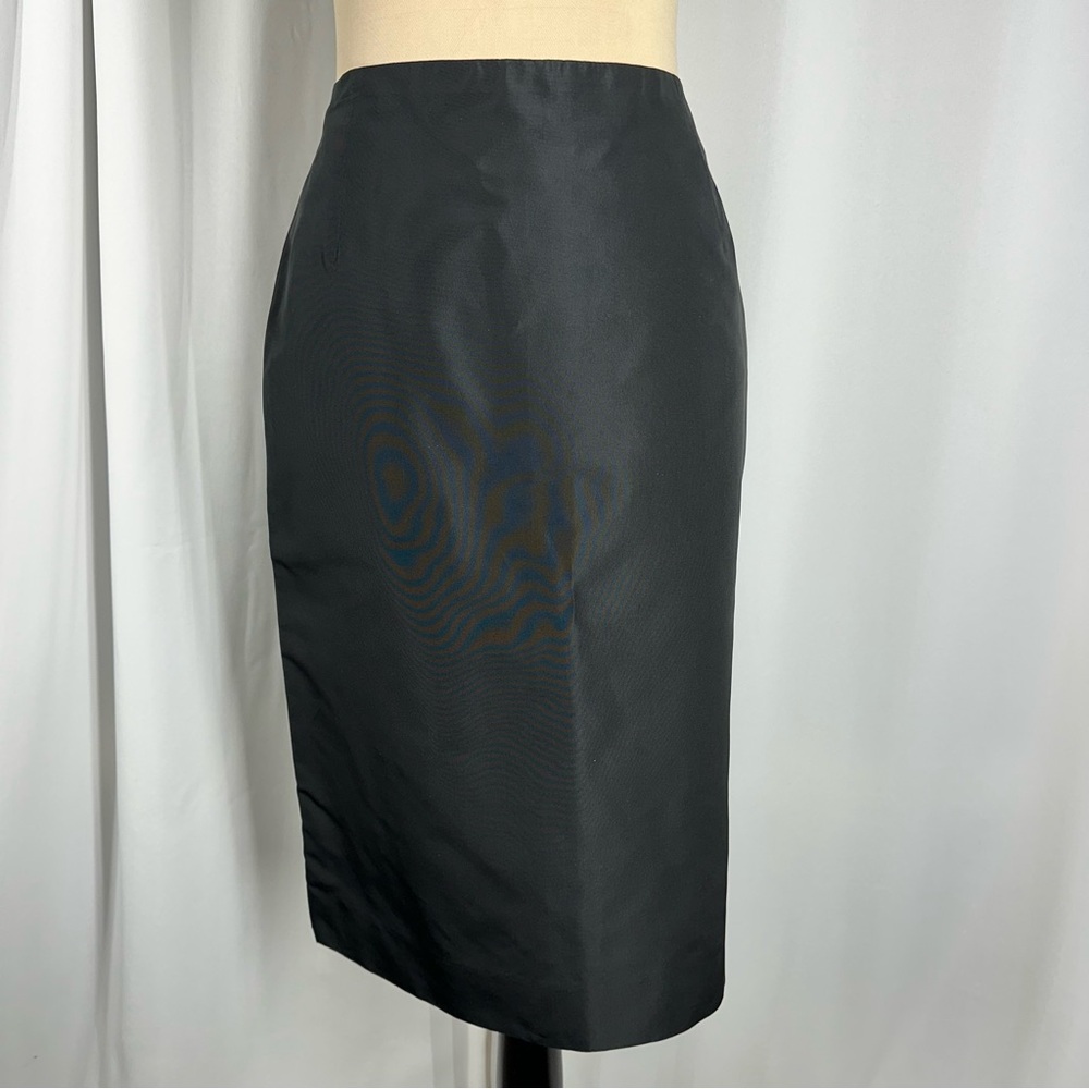 Celine Black Silk Midi Pencil Skirt FR 42 US 10 Pristine Minimalist Luxury Franc